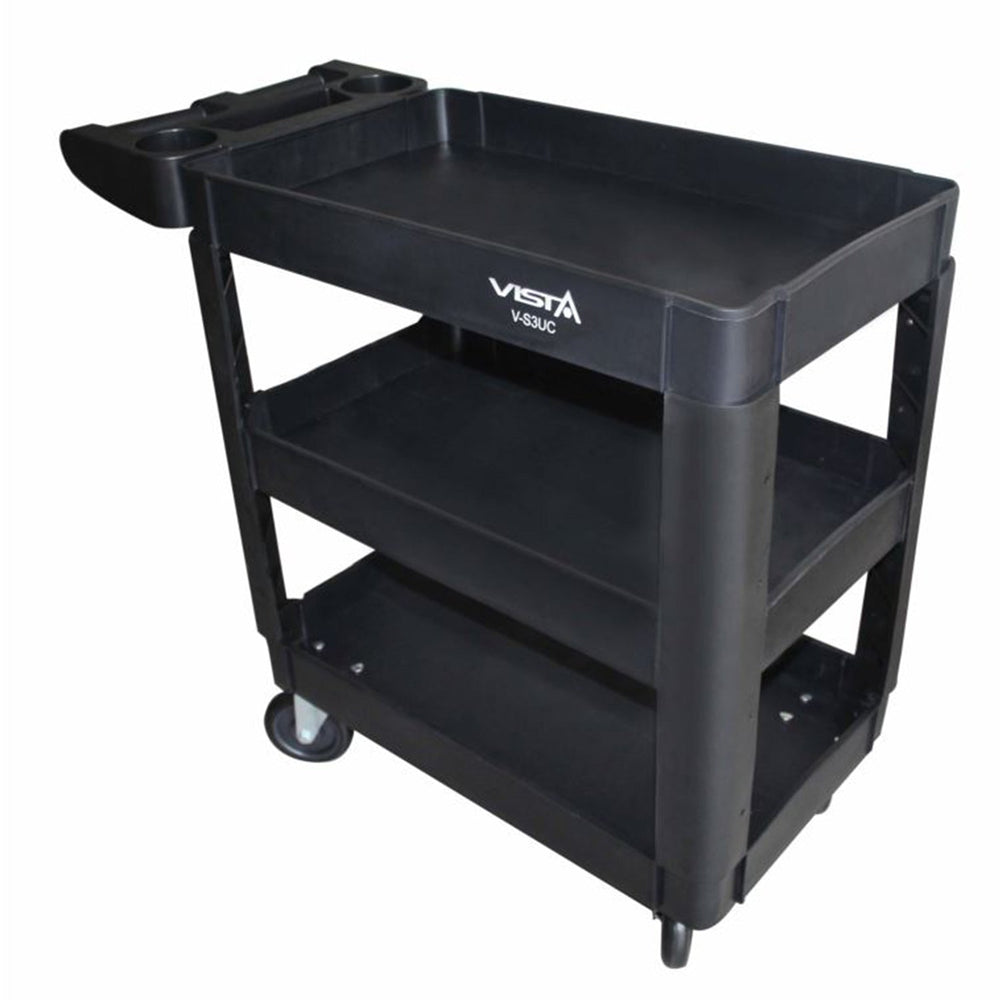 Carrello da officina a 3 ripiani, plastica resistente, con ruote, 250 kg, 69.5 x 41 x 90.5 cm