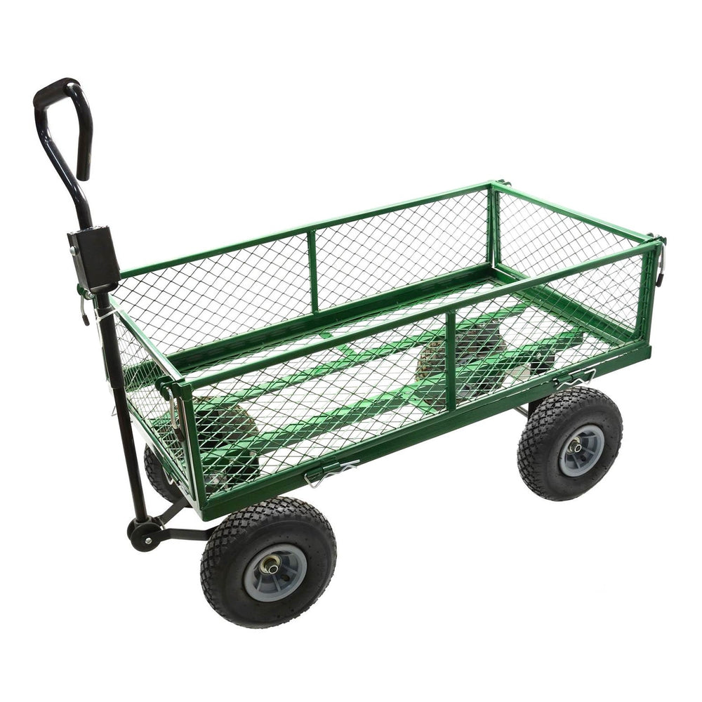 Carrello da trasporto a mano con sponde ribaltabili max 350 kg, per giardino campagna, verde