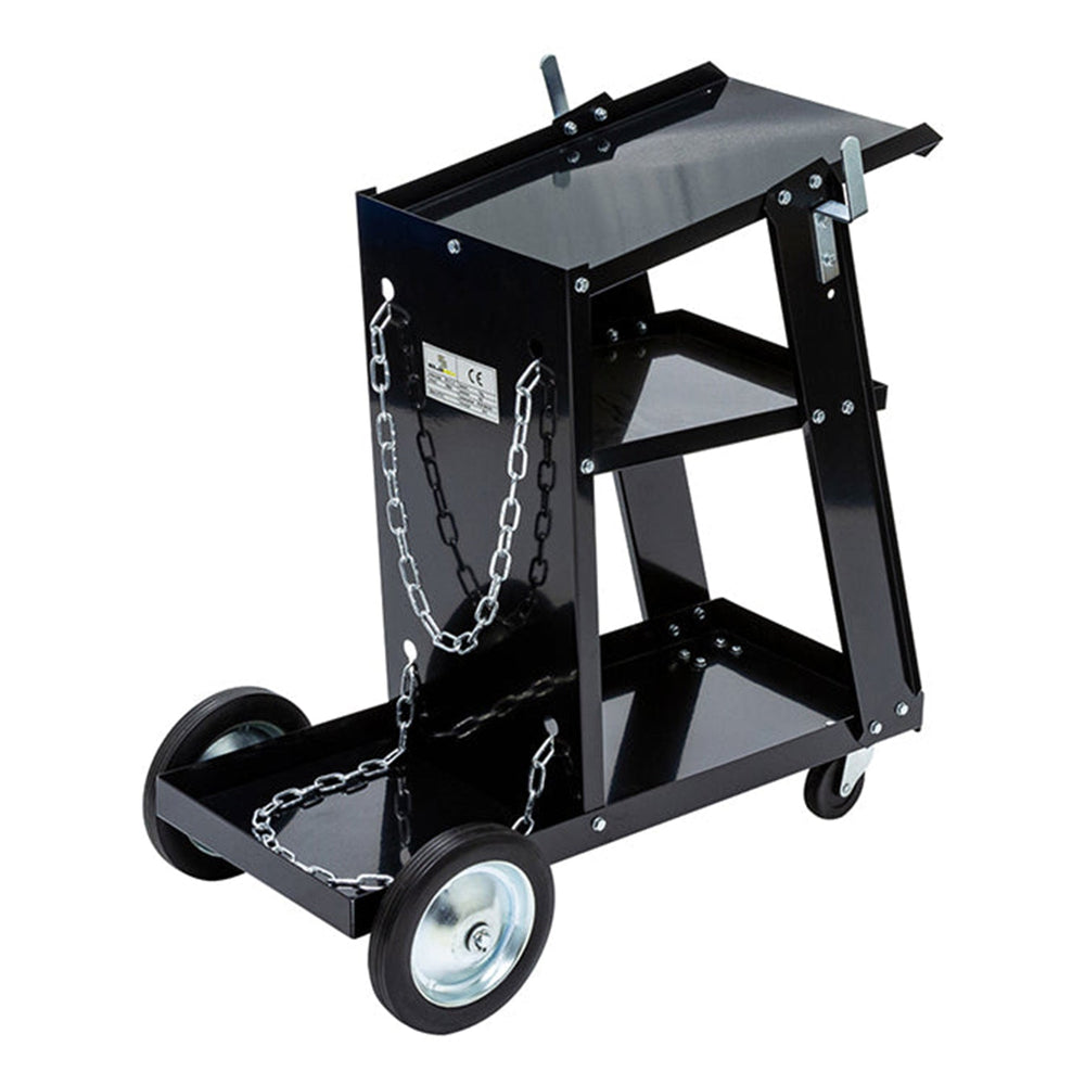 Carrello metallico per saldatura, a 2 ripiani, trasporto saldatrice con ruote, carico 45 kg, stazione mobile per attrezzatura pere saldare, da officina, Soldatech Olanda