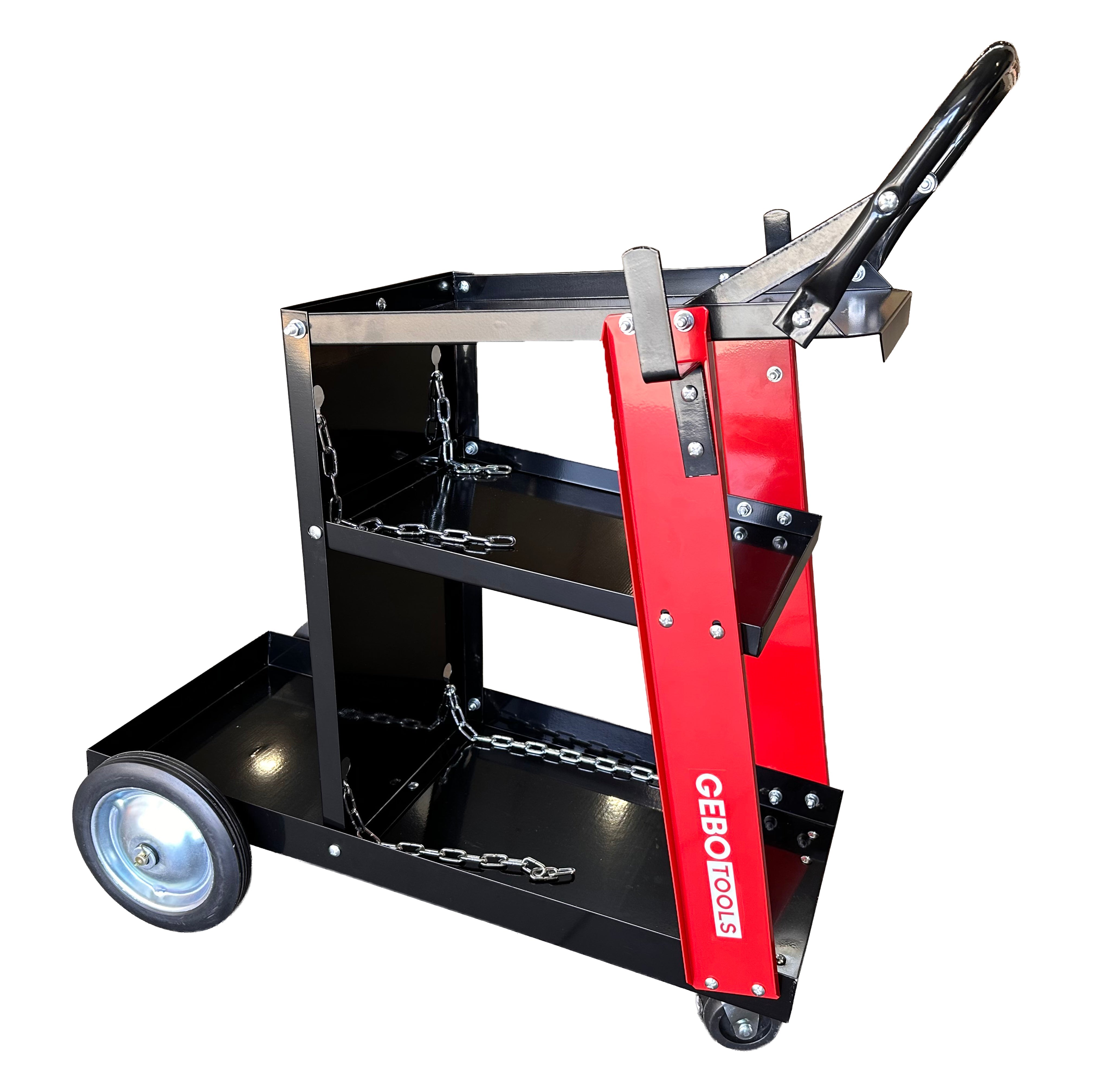 Carrello metallico per saldatura, a 3 ripiani, trasporto saldatrice con ruote, carico 45 kg, stazione mobile per attrezzatura per saldare, da officina,705 x 420 x 775 mm Gebo Tools