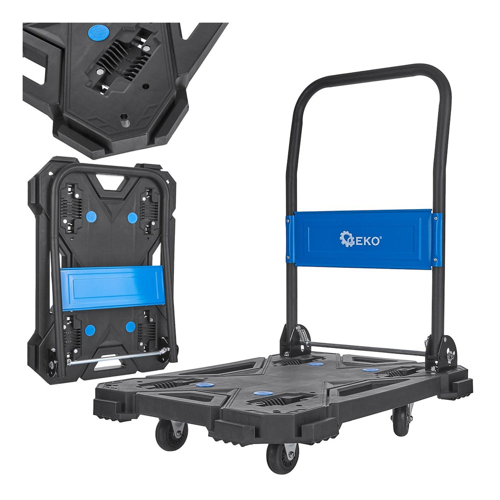 Carrello piattaforma a mano multifunzione pieghevole con ruote girevoli, professionale, industriale portatutto, portapacchi, in PP e PU e acciaio di alta qualità, capacità 150 kg, Geko