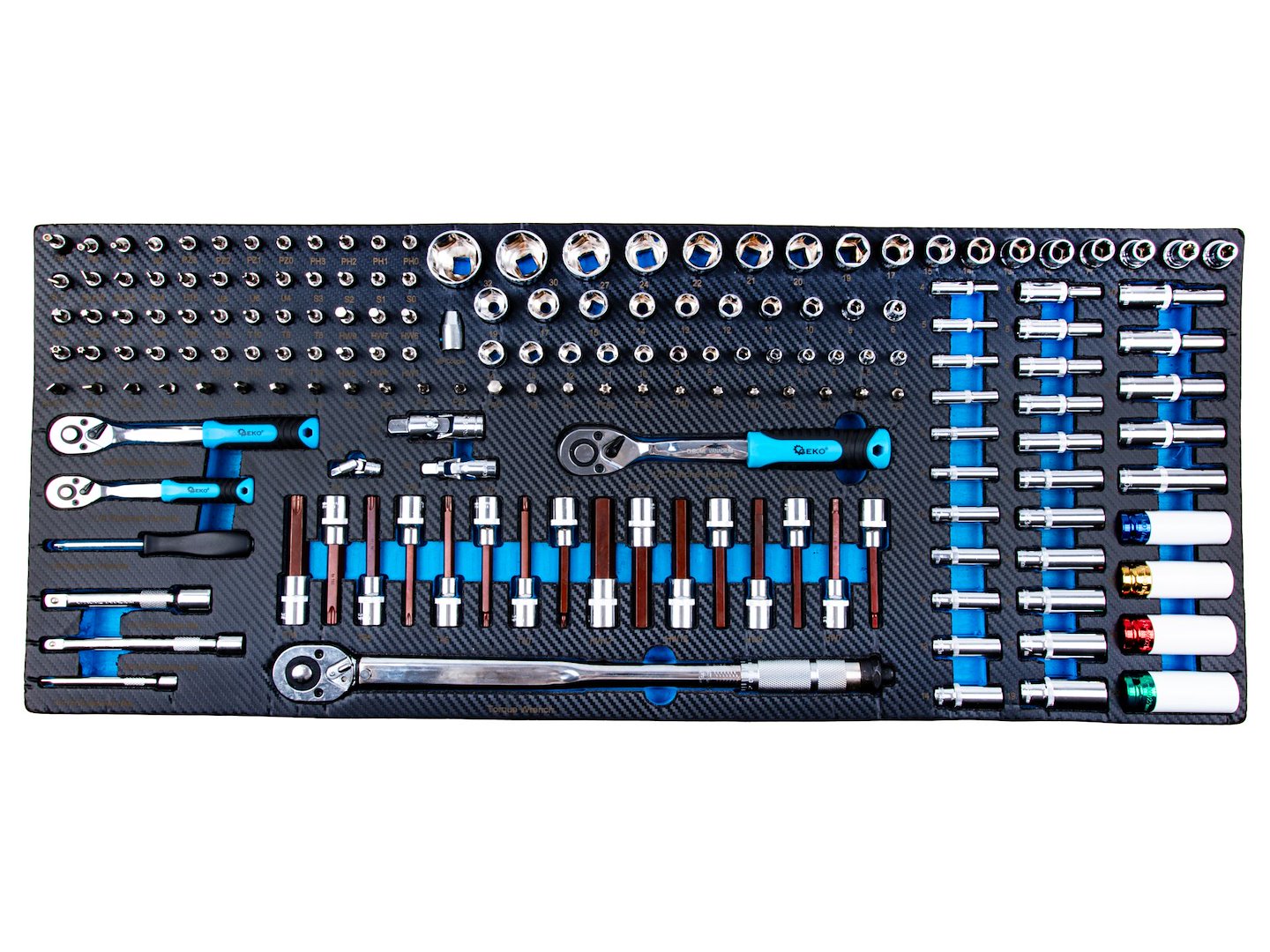 Carrello porta attrezzi / portautensili completo di 501 utensili 12 cassetti, 10 moduli inserti, inclusi, Geko