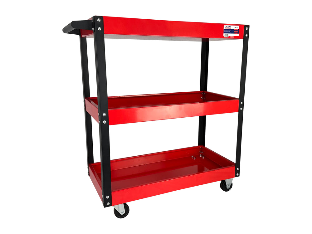 Carrello portautensili da officina con 3 ripiani, in acciaio inox, mobile con ruote girevoli, garage e fai da te Gebo Tools
