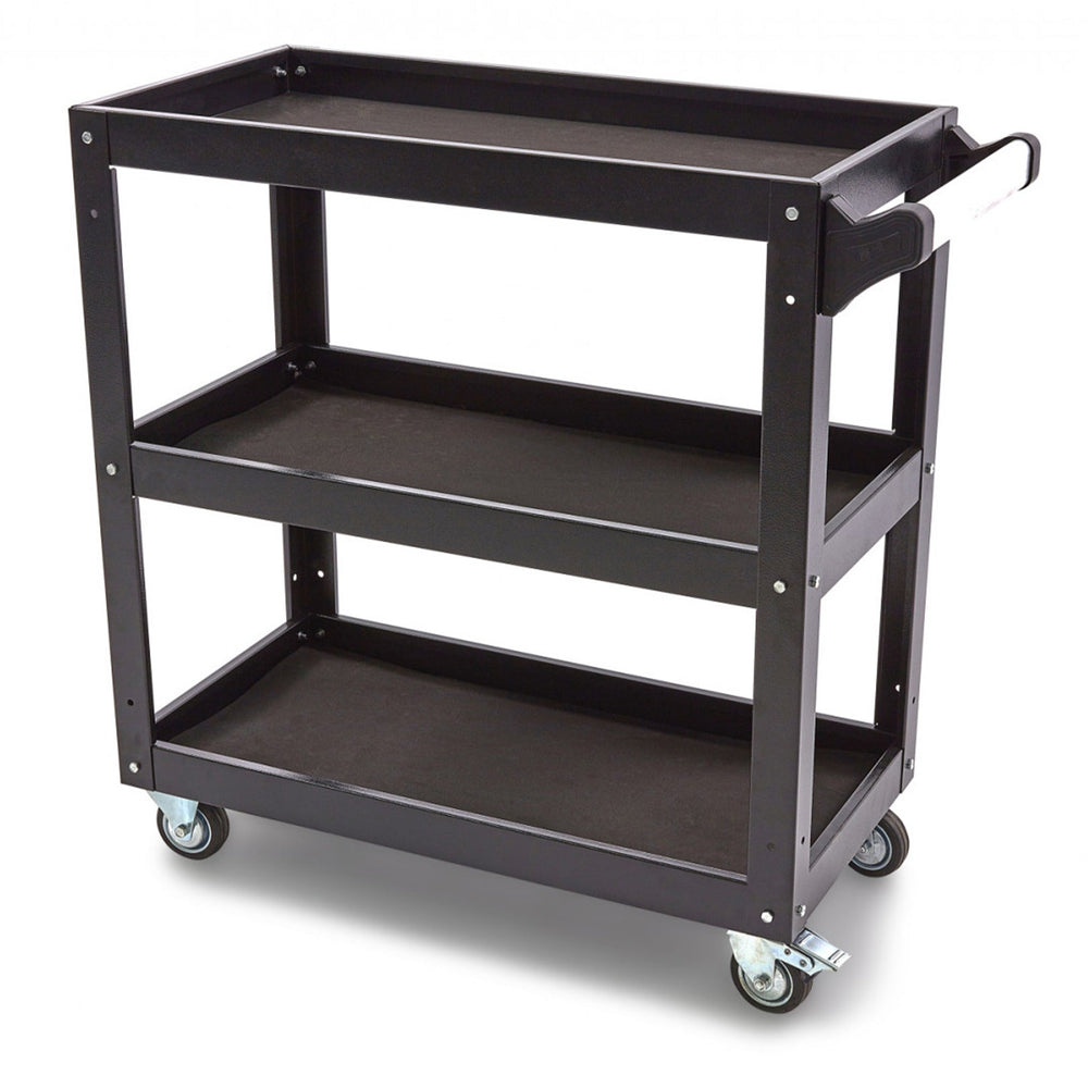 Carrello portautensili da officina con 3 ripiani, in acciaio robusto, mobile con ruote girevoli  per officina, garage e fai da te HBM Machines Olanda