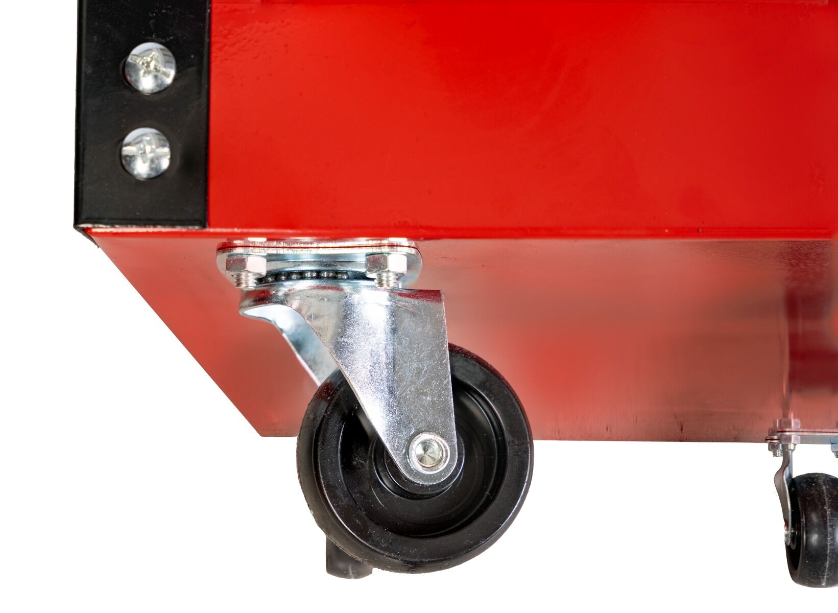 Carrello portautensili officina a 3 ripiani in acciaio, portata 140 kg, con maniglia, porta cacciaviti e ruote – rosso/nero, carrelli, Invento