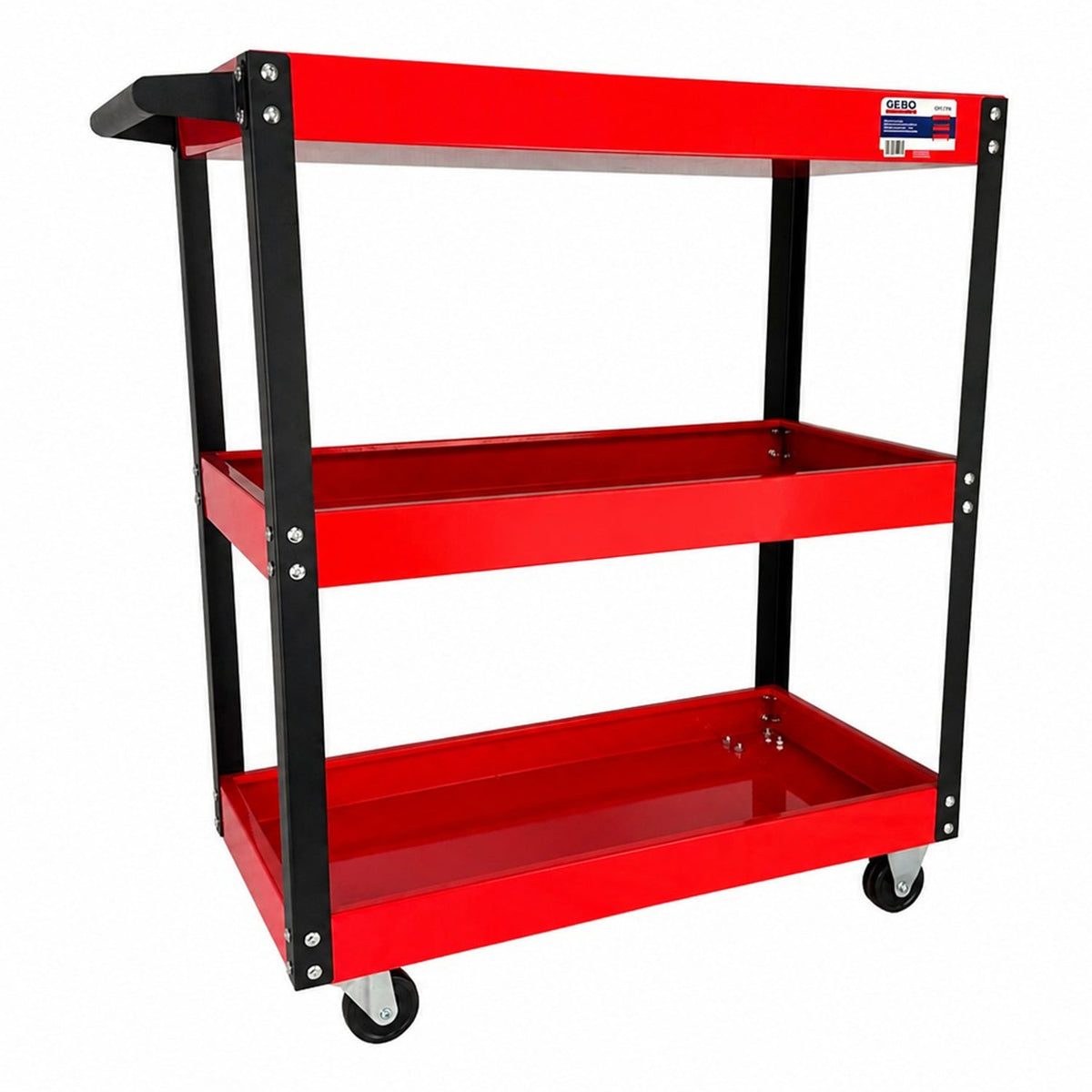 Carrello portautensili da officina con 3 ripiani, in acciaio inox, mobile con ruote girevoli, garage e fai da te Gebo Tools