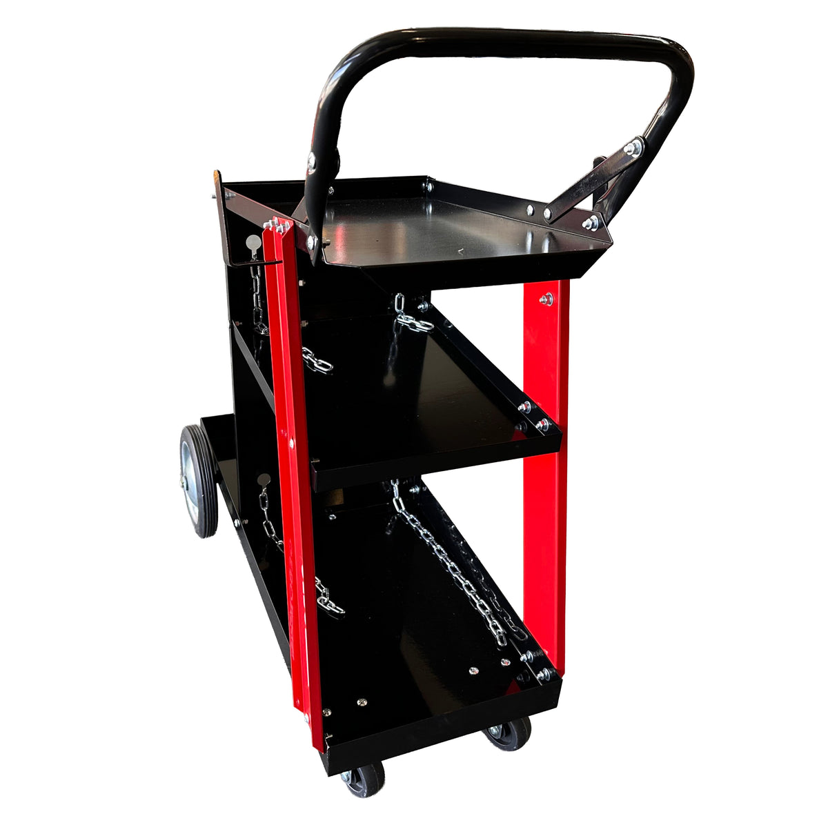 Carrello metallico per saldatura, a 3 ripiani, trasporto saldatrice con ruote, carico 45 kg, stazione mobile per attrezzatura per saldare, da officina,705 x 420 x 775 mm Gebo Tools