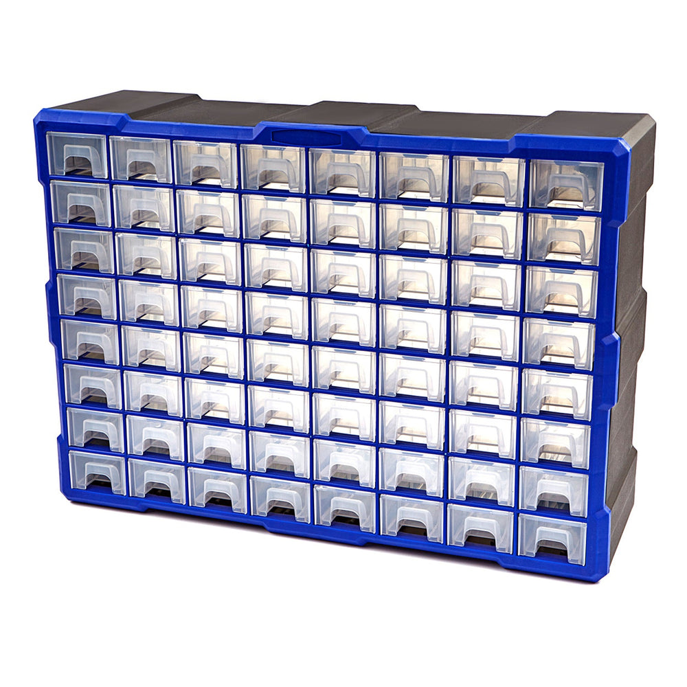Cassettiera organizer multiuso in plastica , vuota, con scomparti  per conservare viti, dadi, chiodi e piccoli accessori di ferramenta portaminuteria 52 × 16 × 37 cm con 64 cassetti