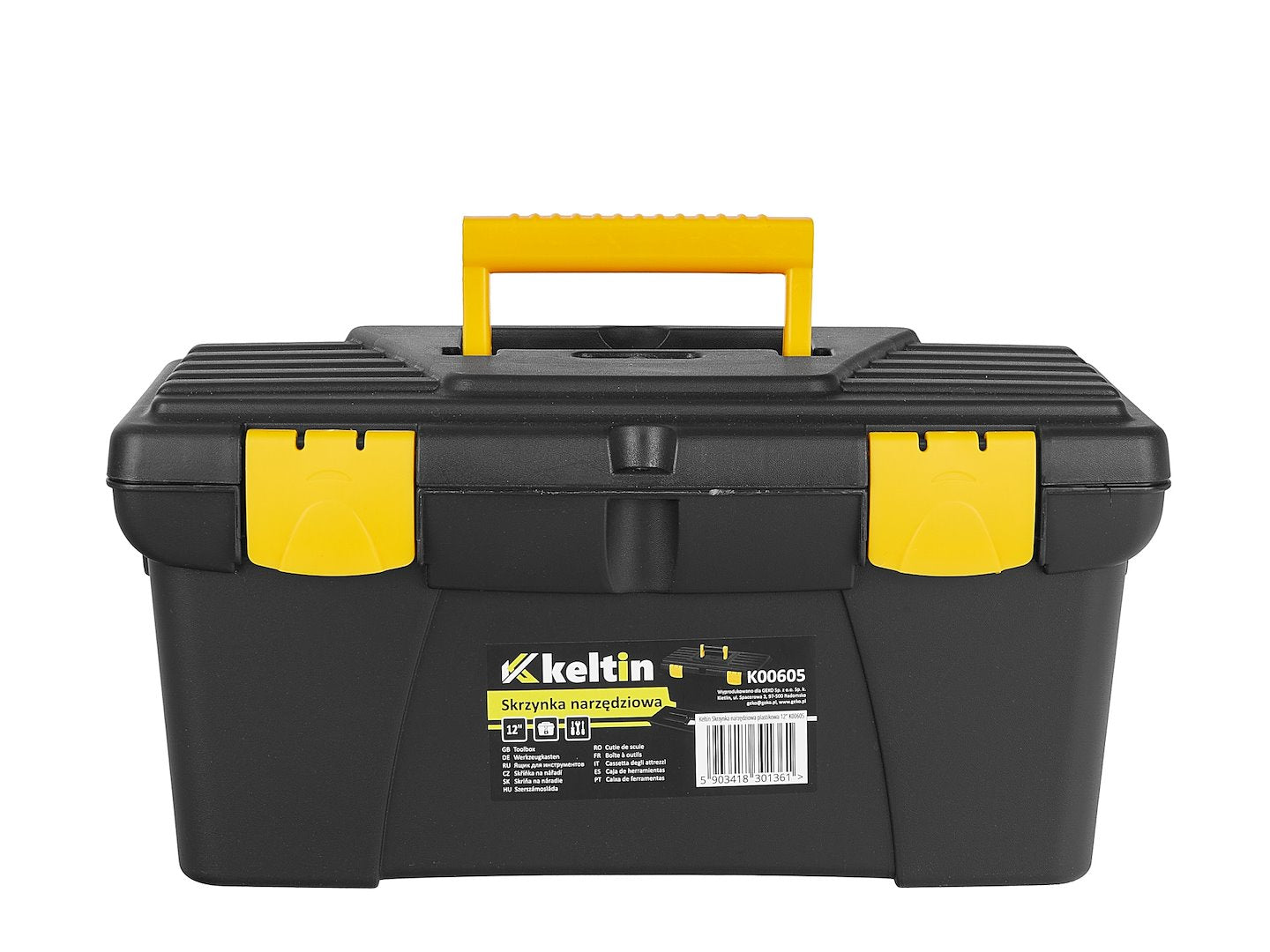 Cassetta porta utensili, nero/giallo, 12", 32 x 17 x 17 cm Keltin