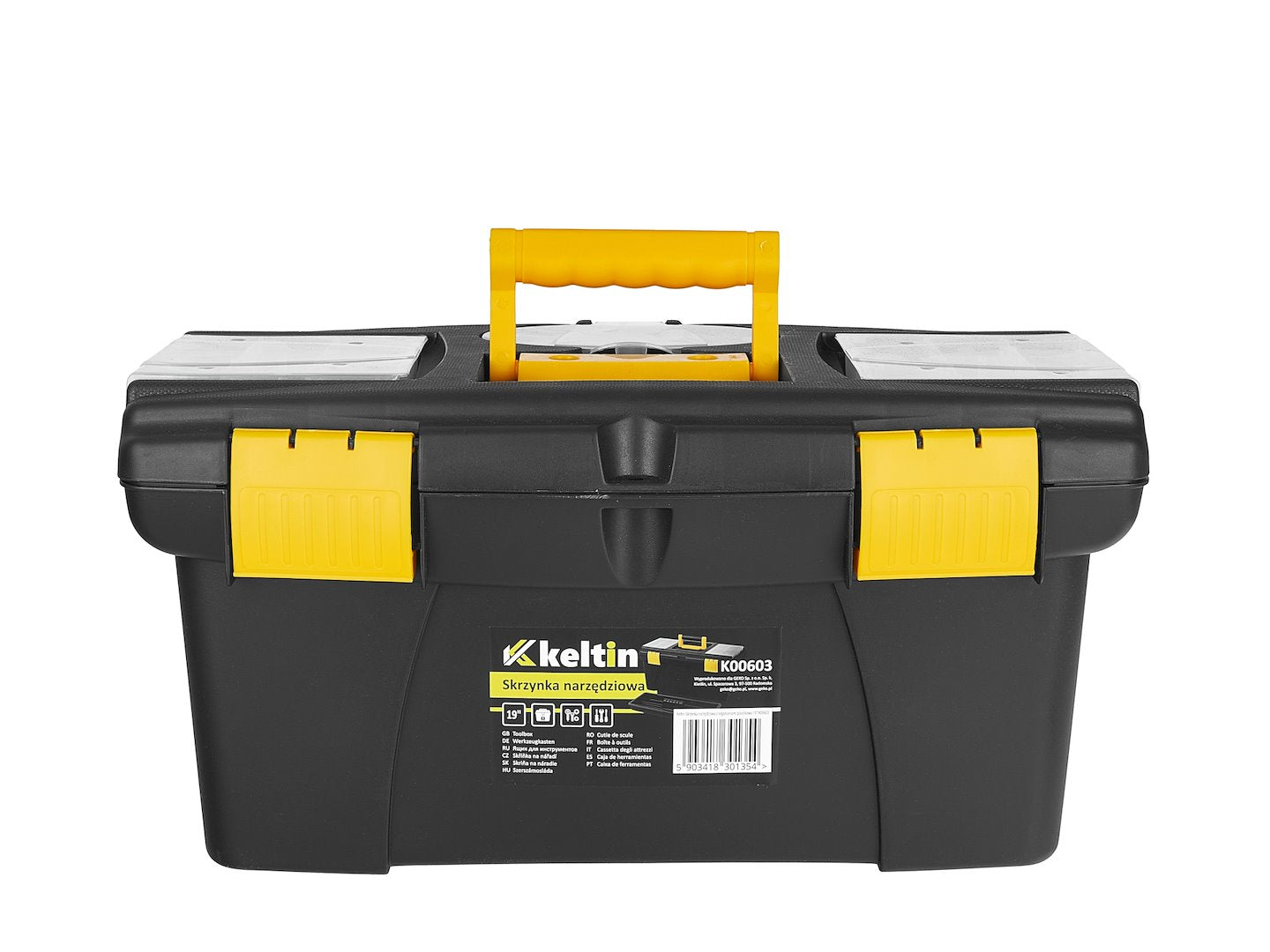 Cassetta porta utensili, nero/giallo, 19", 49 x 27.5 x 24 cm Keltin