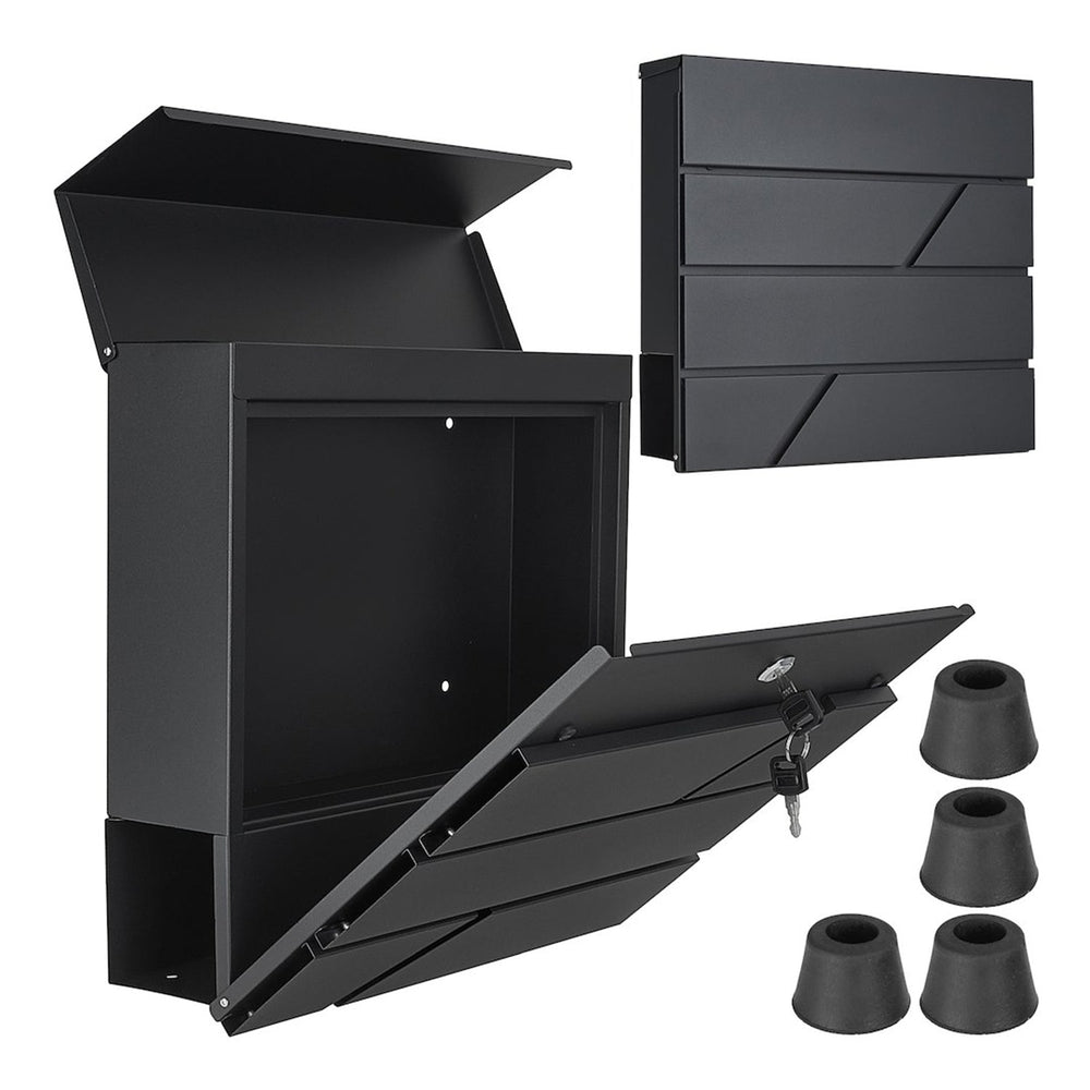 Cassetta postale individuale in acciaio zincato,da parete, da esterno, 36,7 × 37 × 10 cm, facile da montare, antracite opaco