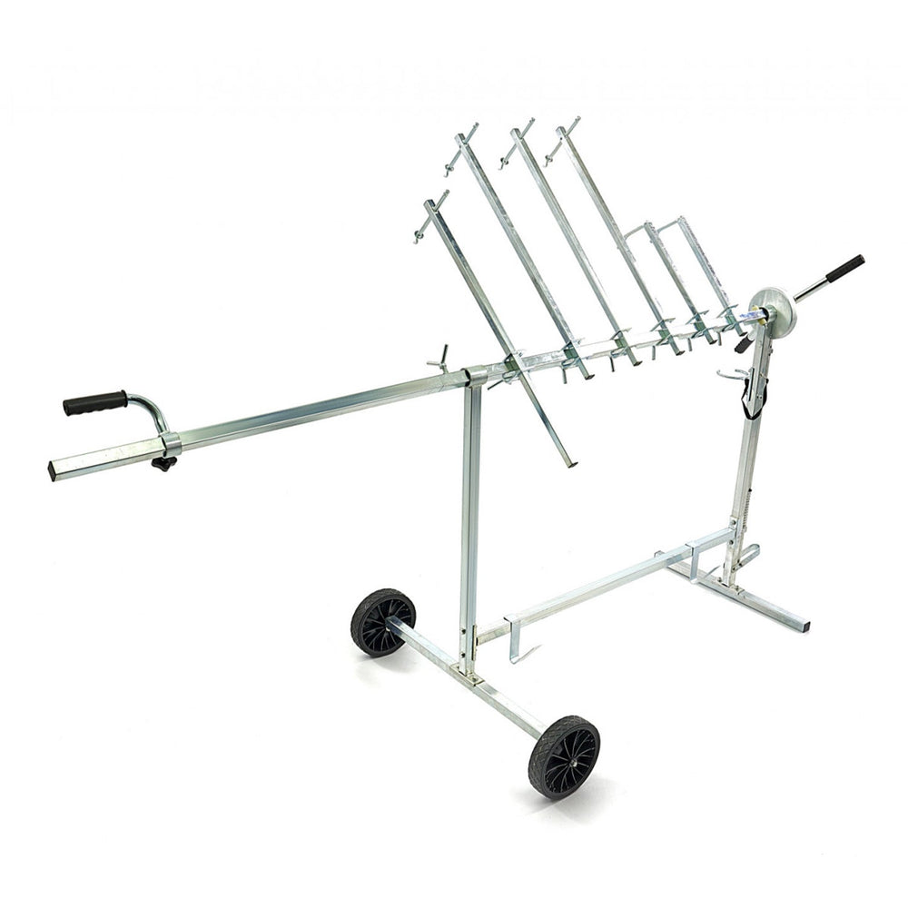 Cavalletto girevole universale per verniciatura carrozzeria con rotelle e supporti per cofani e alettoni, supporto 6 bracci a 360 gradi,per vernice auto carrozzeria Hbm Machines Olanda
