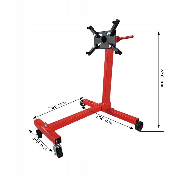 Cavalletto porta motore girevole, supporto per cambio, rotazione 360 gradi, 4 bracci di montaggio carrello professionale carico massimo 450 kg Invento