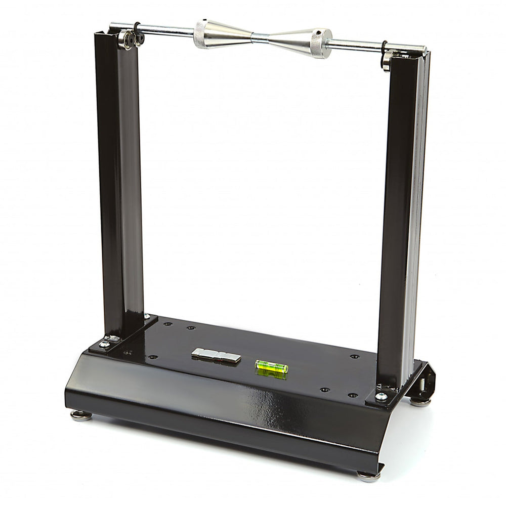 Cavalletto professionale per equilibratura universale ruote moto, equilibratrice per cerchi con 2 coni regolabili e livella a bolla per pneumatici  Hbm Machines Olanda