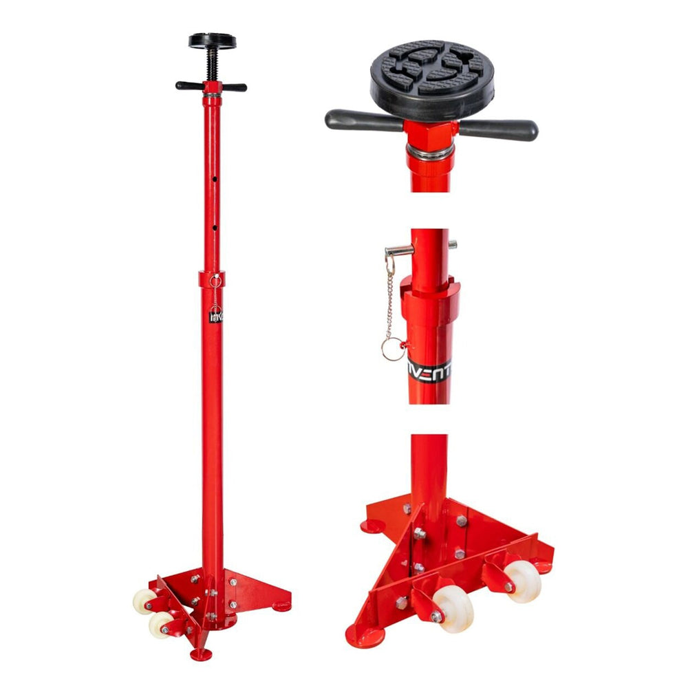 Cavalletto sollevatore telescopico per auto, con pedale e ruote,supporto assale alto, 750 kg,121-186 cm