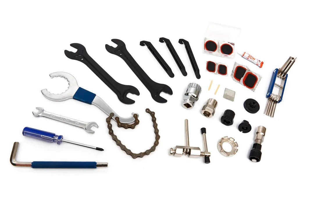 Kit di riparazione per biciclette 18 pezzi, set di utensili a mano valigetta multifunzionale strumento per bicicletta, attrezzi di riparazione della bicicletta, Hbm