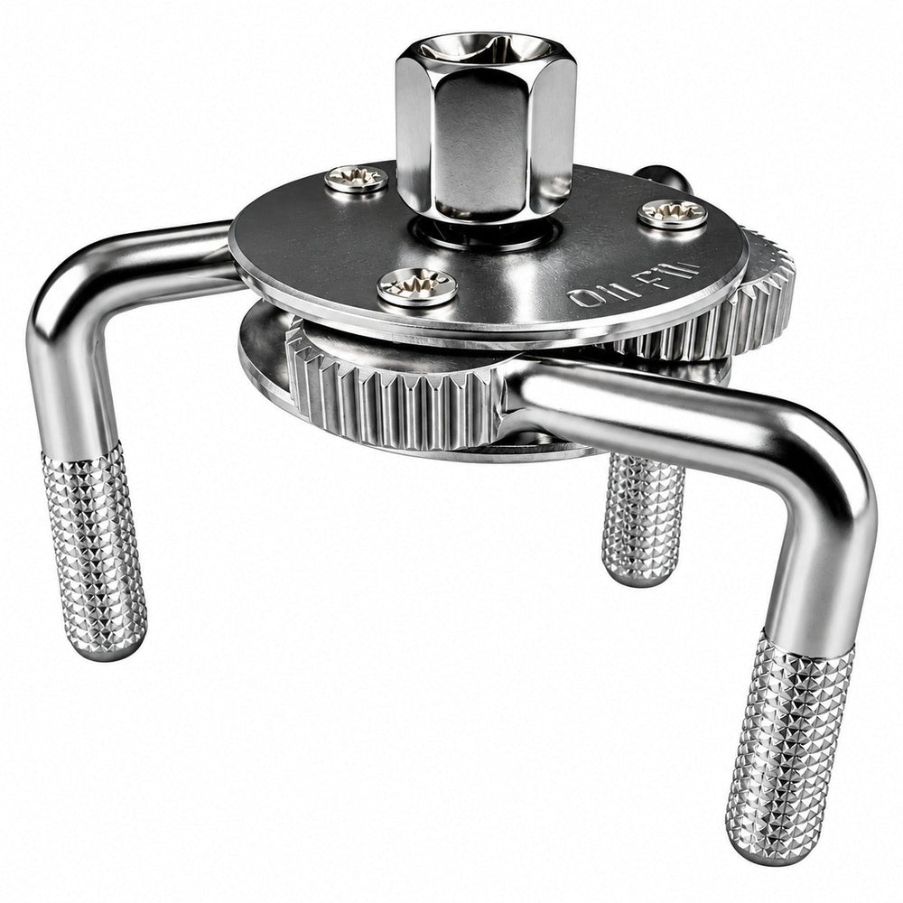 Chiave per la rimozione del filtro dell'olio, strumento a 3 griffe-ganasce-bracci, regolabile, 3/4'', adattatore universale interno-esterno da 1/2" a 3/9",diametro 63–102 mm modello 1 Gebo Tools