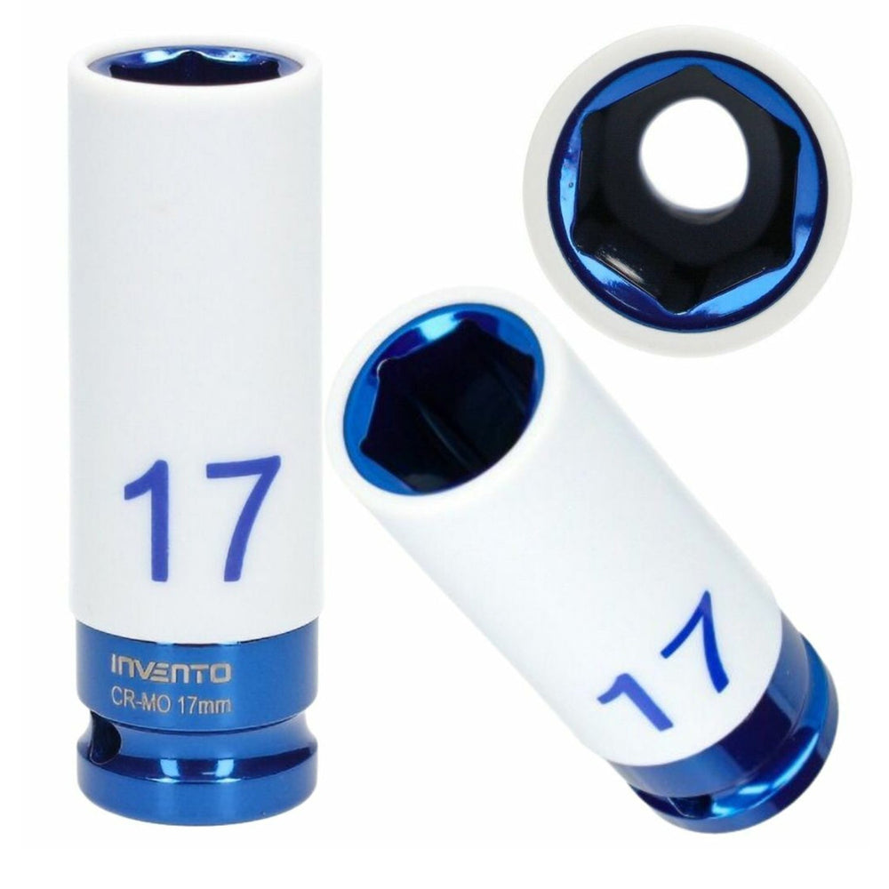 Chiave a bussola 1/2" per cerchi in lega con guaina protettiva-rinforzo in acciaio Cr-Mo,17 mm Invento