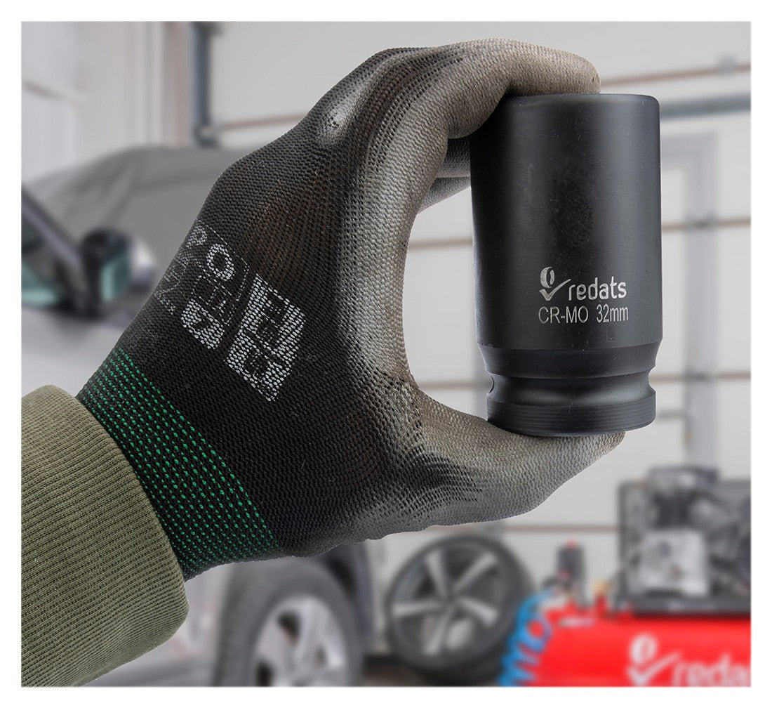Chiave a bussola ad impatto profondo 32 mm con attacco 3/4" pollici, in acciaio cromo-molibdeno Cr-Mo, bussola per avvitatore a impatto per officina industria