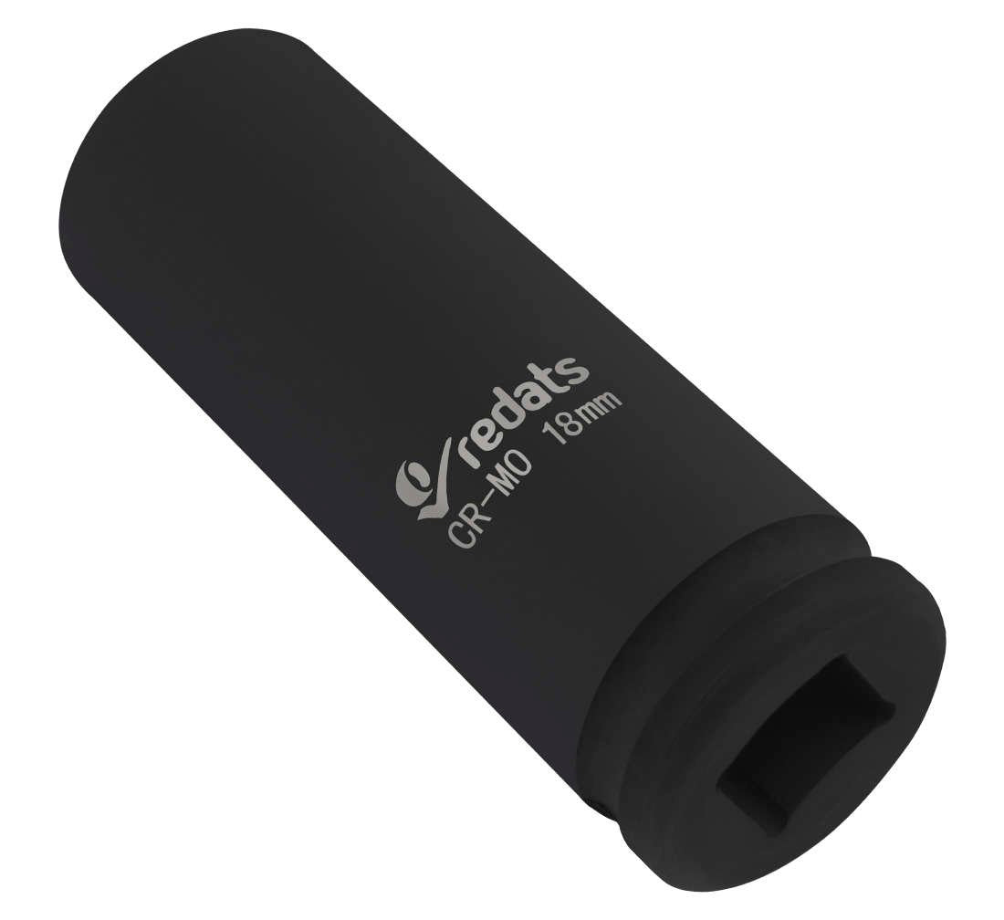 Chiave a bussola lunga ad impatto-a percussione 18 mm con attacco da 1/2" pollici, Cr-mo, lunghezza 78 mm