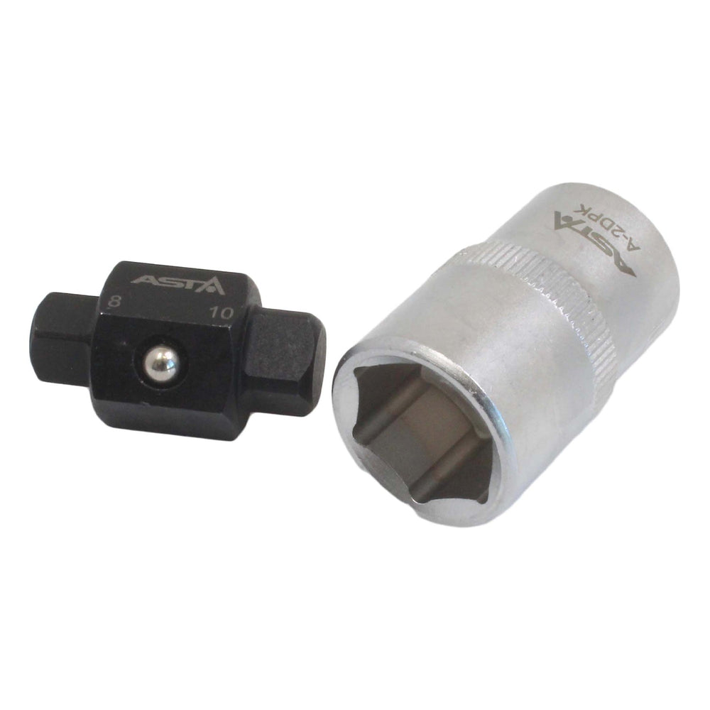 Chiave a bussola per smontaggio tappo di scarico dell'olio con attacco 1/2", 8mm × 10 mm