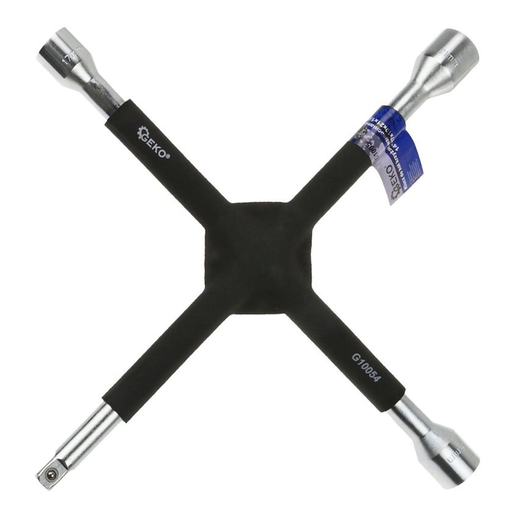 Chiave a croce per dadi ruota 17–19–21 mm con attacco 1/2" Geko
