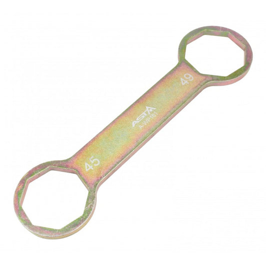 Chiave ad anello doppia camera per forcella da 45/49 mm, strumento per tappi forcella moto, chiave a forcella per sospensioni anteriori, strumento finale per forcella