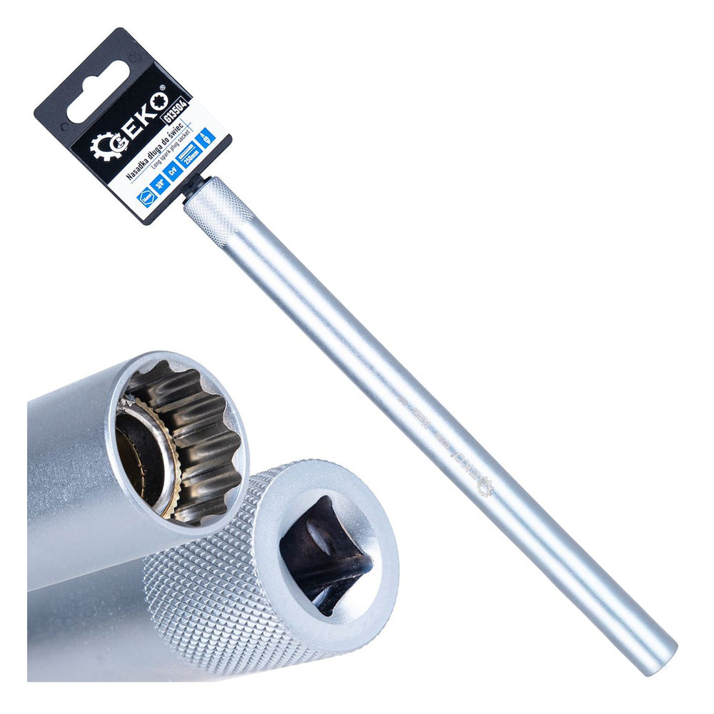 Chiave candela, 12 punti, 3/8”, 14mm, parete sottile e asta lunga, acciaio Cr-V, 250 mm, Geko