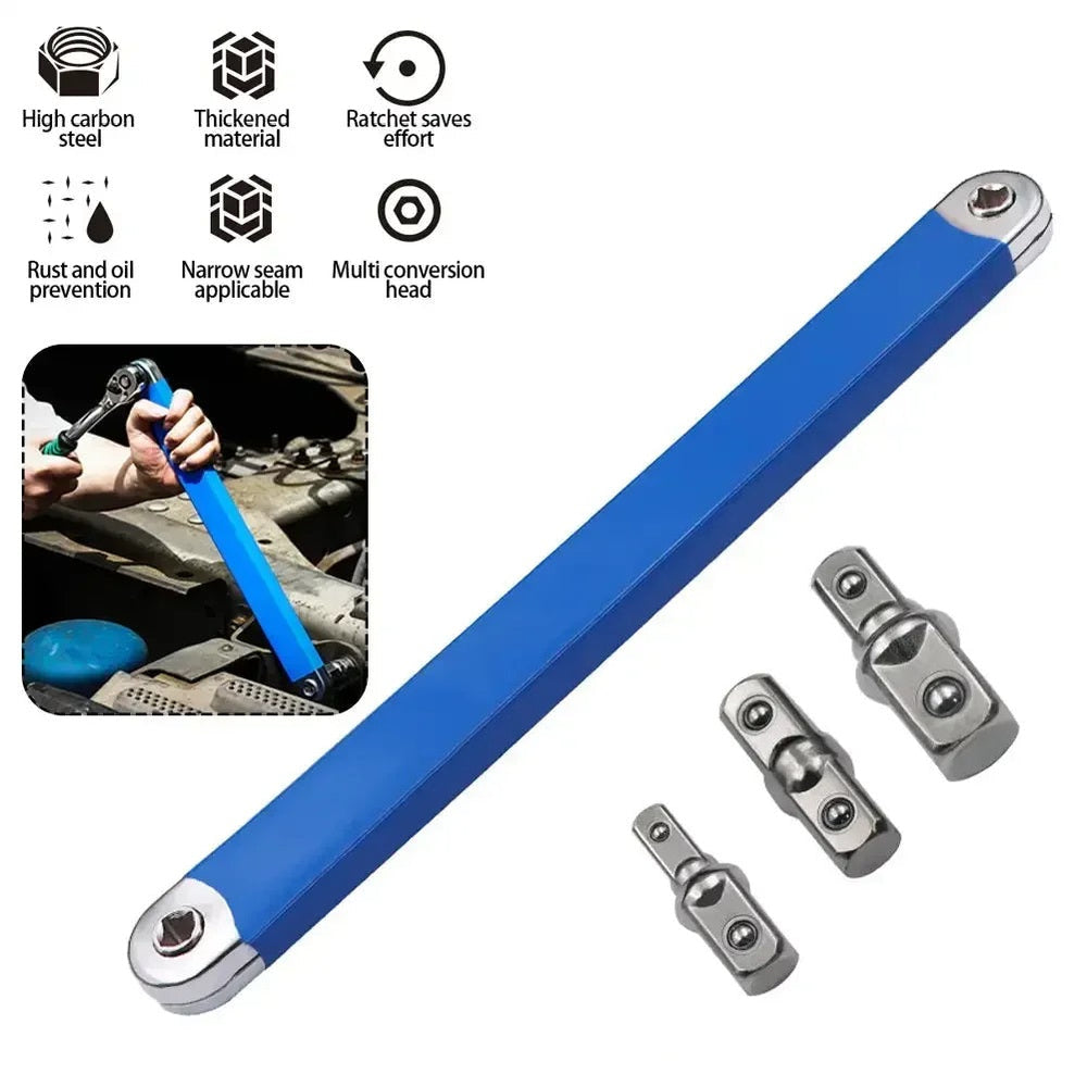 Chiave prolunga per chiavi a cricchetto con adattatore di azionamento multifunzione da 1/2", 1/4" e 3/8", 39 cm Geko
