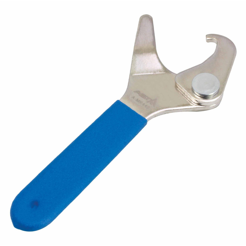 Chiave universale per ammortizzatori moto, regolabile, per la regolazione del precarico, con ganasce a uncino, serraggio efficiente del collarino della molla 35–75 mm