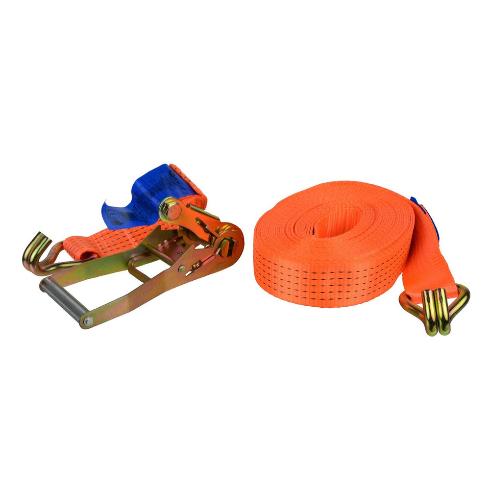 Cinghia a cricchetto, di ancoraggio con tenditore a gancio, fissaggio 50 mm × 10 m, fino a 5000 kg