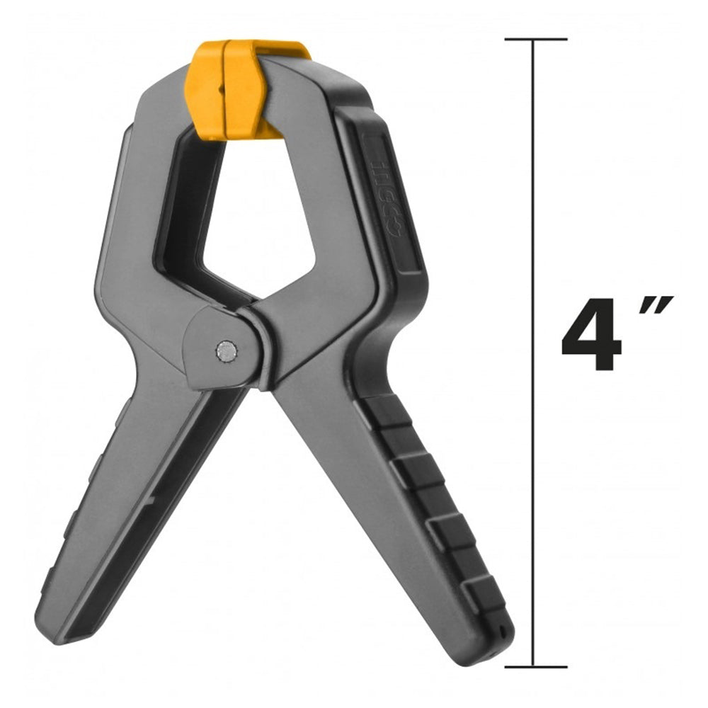 Morsetto a molla, per lavorare senza sforzo – ideale per progetti fai da te e modellismo, per lavori di falegnameria artigianali per impieghi gravosi, 100 mm Ingco