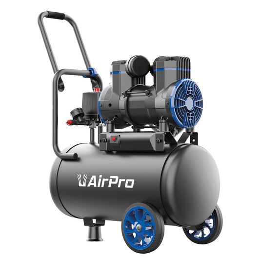 Compressore aria silenziato - con capacità del serbatoio di 24 litri - senza olio, oil free - per utensili pneumatici,2 HP,230 V, Airpro
