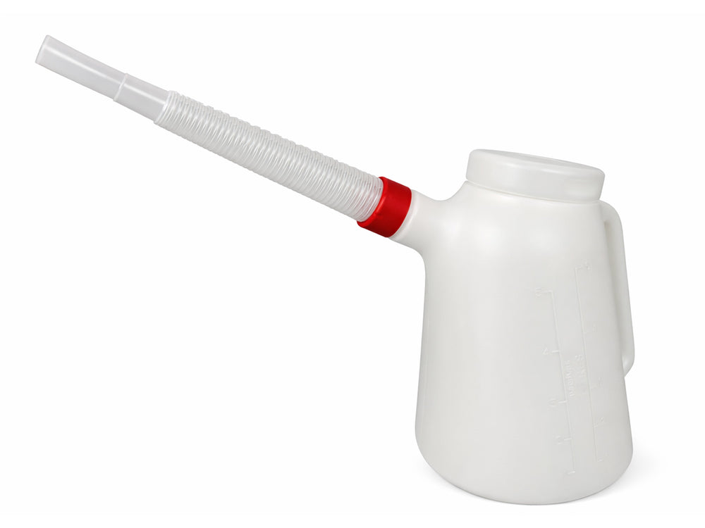 Contenitore con tappo e tubo flessibile per olio e antigelo, per fluido, caraffa con beccuccio, 5 litri Gebo Tools