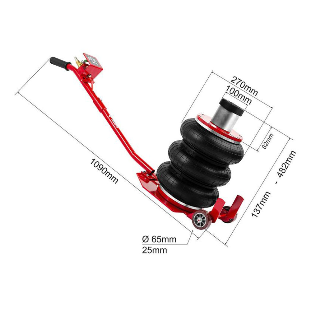 Cric ad aria compressa, 3,5 tonnellate/3500 kg, cric airbag, cric pneumatico da sollevamento pneumatico con maniglia per auto, garage, sollevamento 14–48 cm Redats Polonia