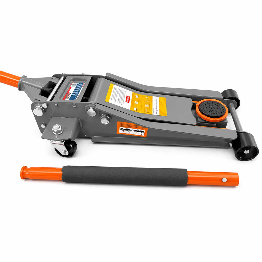 Cric idraulico a carrello ribassato, a doppio cilindro ,sollevatore per auto con ruote girevoli a 360°, 3 tonnellate, Gebo Tools