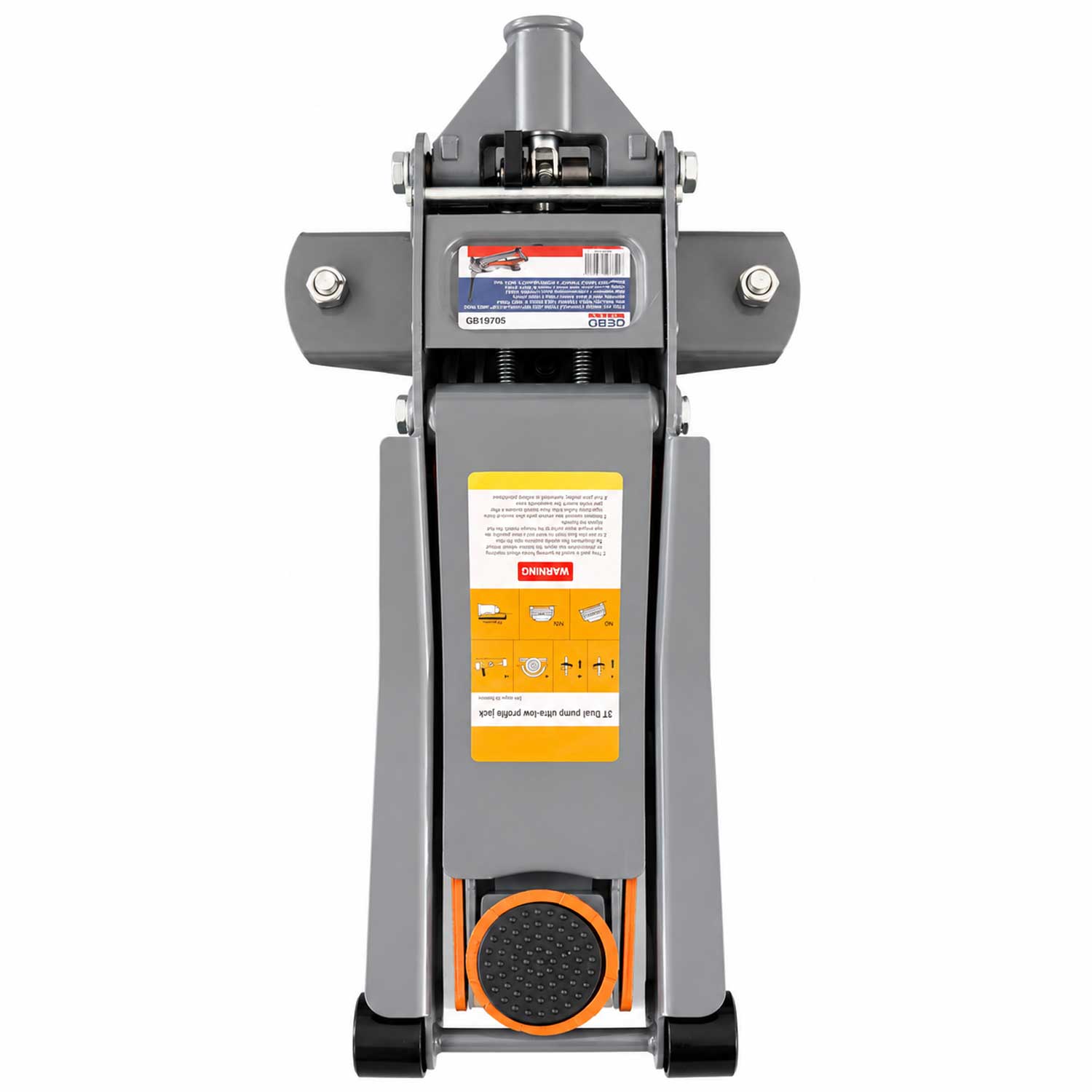 Cric idraulico a carrello ribassato, a doppio cilindro ,sollevatore per auto con ruote girevoli a 360°, 3 tonnellate, Gebo Tools