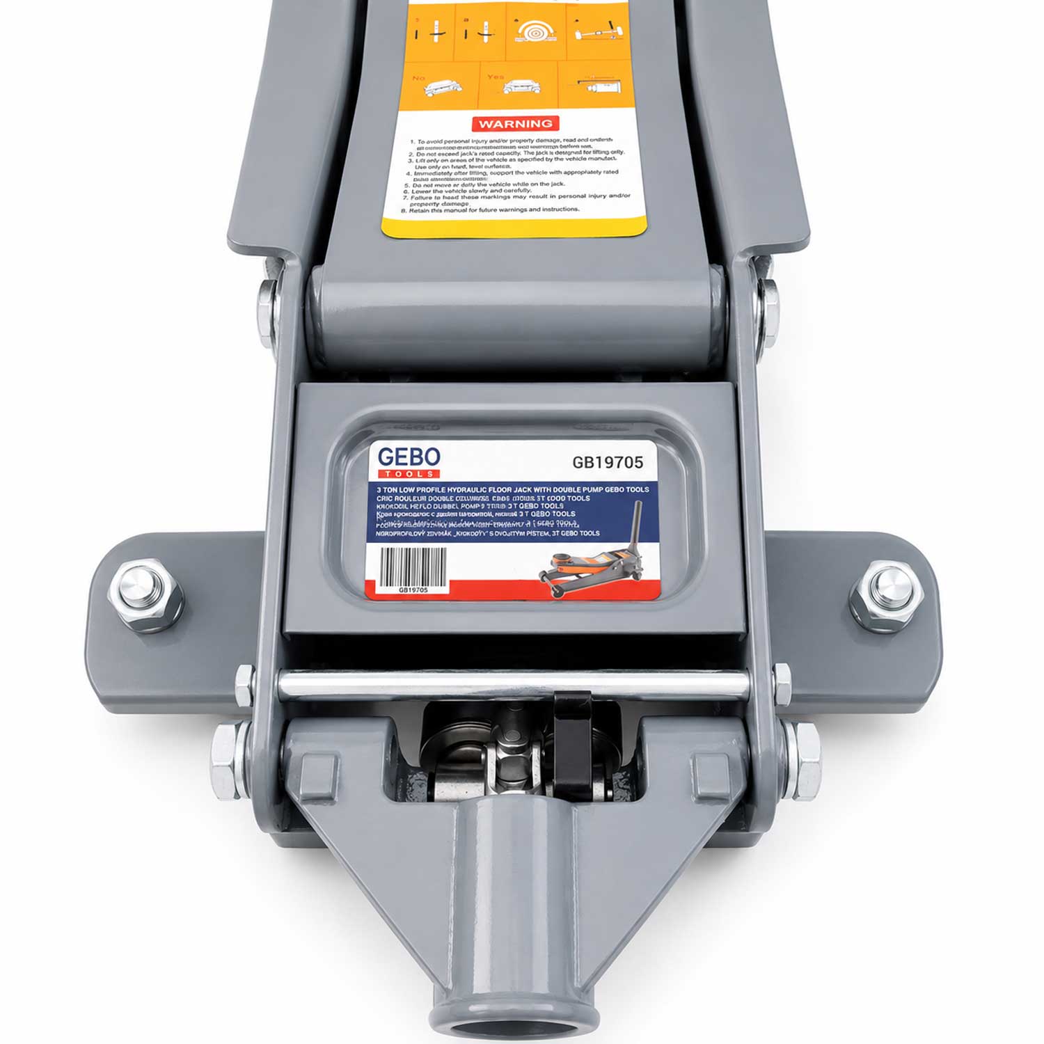 Cric idraulico a carrello ribassato, a doppio cilindro ,sollevatore per auto con ruote girevoli a 360°, 3 tonnellate, Gebo Tools