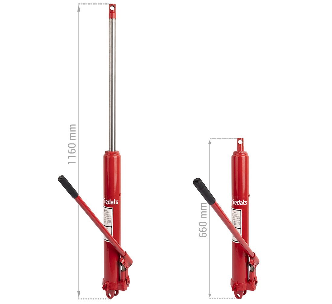 Cric idraulico a pistone lungo, capacità 2 tonnellate, raccoglitrice manuale di ciliegie con maniglia, per gru sollevamento da garage/negozio e paranco di sollevamento motore, con pompa a pistone singolo, rosso