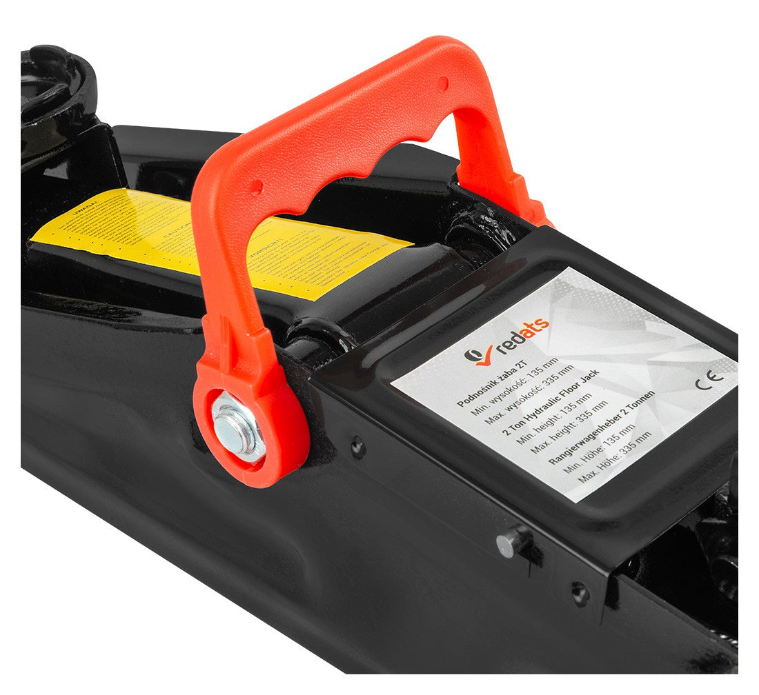 Cric sollevatore auto, martinetto idraulico professionale a carrello con profilo ribassato, 2 t, altezza di sollevamento 13–30 cm Redats