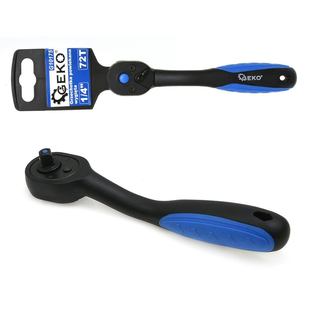 Cricchetto professionale 1/4" in acciaio Cr-V e Cr-Mo, 153 mm,72 denti, ABS Geko