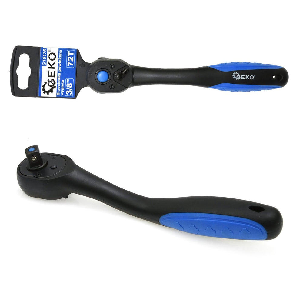 Cricchetto professionale 3/8" in acciaio Cr-V e Cr-Mo, 198 mm,72 denti, ABS Geko