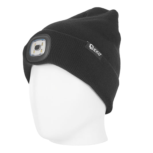 Cappello illuminato luminoso berretto,usb ricaricabile cappello da corsa-sport 4 LED lampeggiante impermeabile con luce invernale calda lampada frontale, regali per uomo e donna, mani libere per passeggiate notturne, pesca, campeggio, caccia, nero