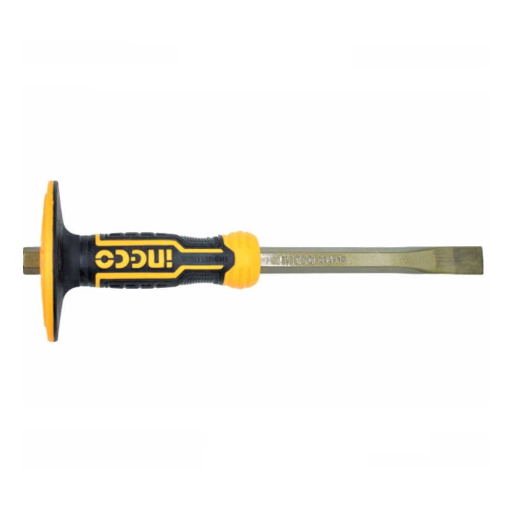 Scalpello da muratore piatto con paracolpo 305mm, per materiali duri mattoni calcestruzzo pietre, impugnatura antiscivolo, Ingco
