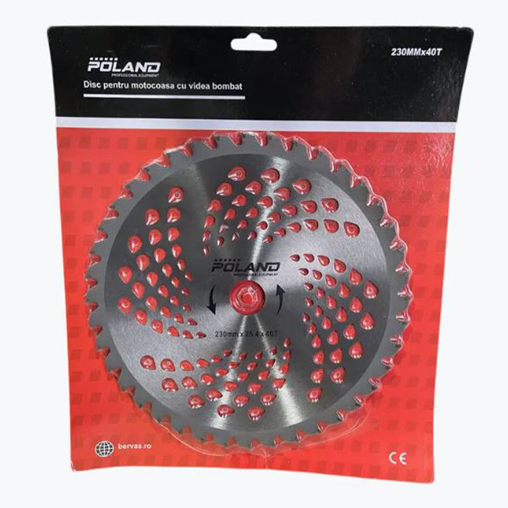 Disco universale per decespugliatore, 40 denti in metallo duro, diametro esterno 230-255 mm interno 25.4 mm