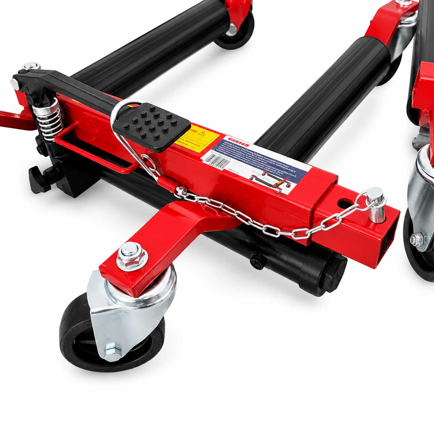 Dispositivo idraulico per spostamento veicoli incidentati , kit carrelli sposta auto moto danneggiate, set sollevatori-posizionatori parcheggio veicolo, garage, officina, con portata fino a 680 kg, Gebo Tools