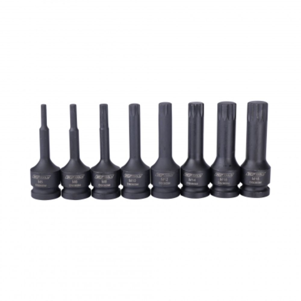Set di chiavi a bussola XZN Spline, tipo M, M4-M18 per 1/2", 8 pezzi