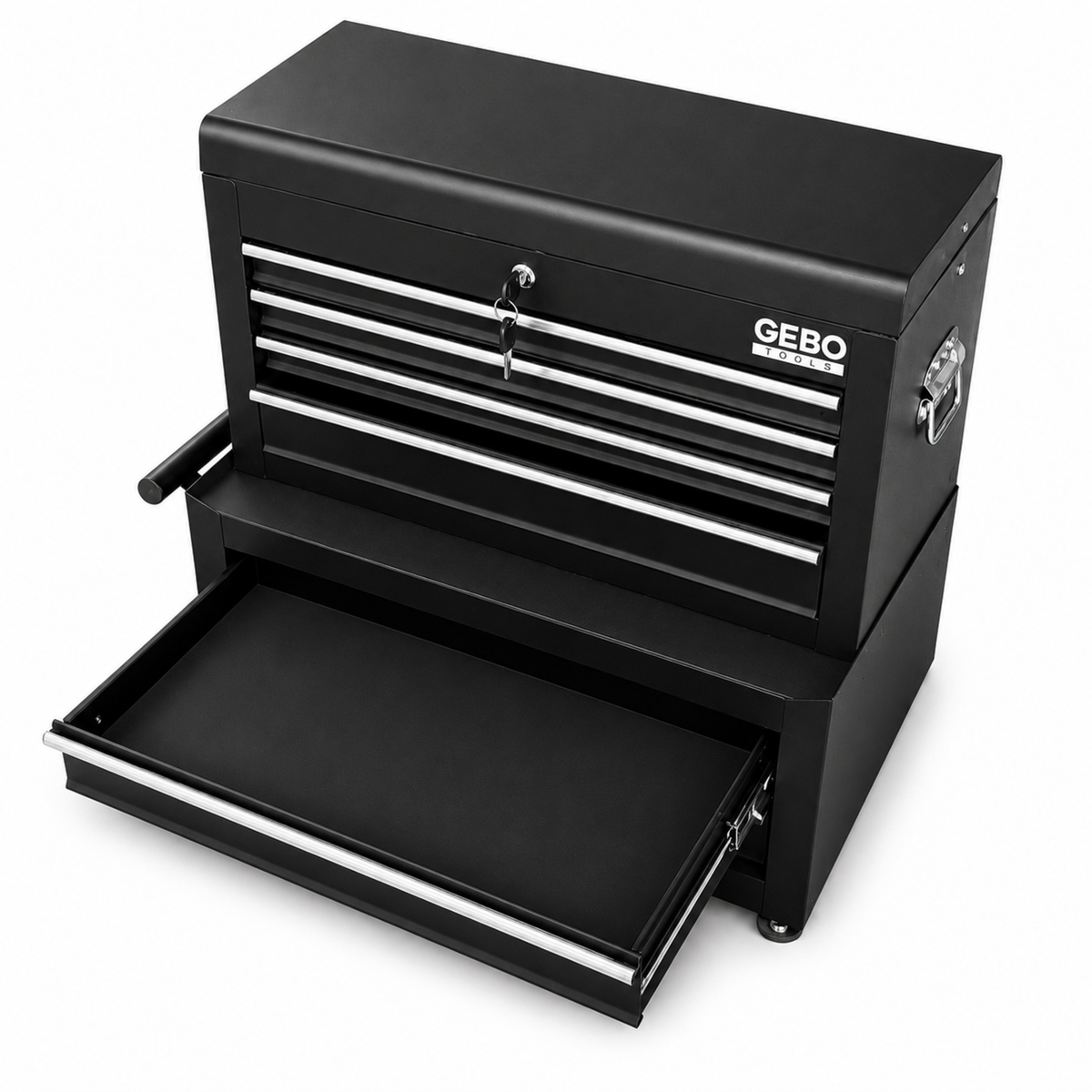 Armadio metallico senza attrezzi a 2 pezzi,con 6 cassetti a ripiano rimovibile ,carrello portautensili , cassetta portattrezzi mobile,nero, Gebo Tools