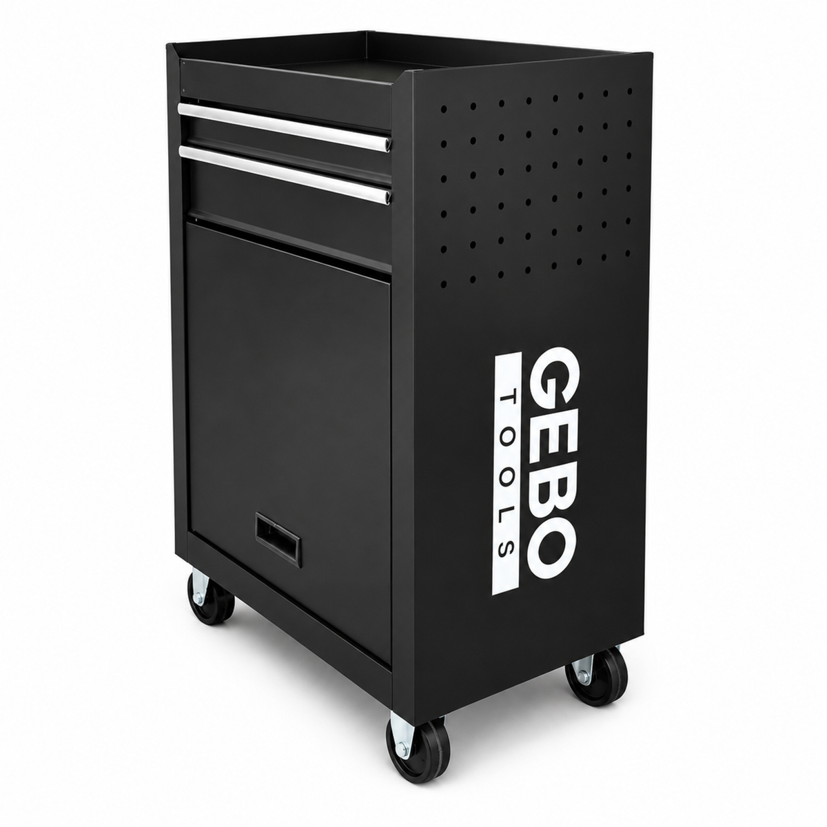 Armadio metallico senza attrezzi a 2 pezzi,con 6 cassetti a ripiano rimovibile ,carrello portautensili , cassetta portattrezzi mobile,nero, Gebo Tools