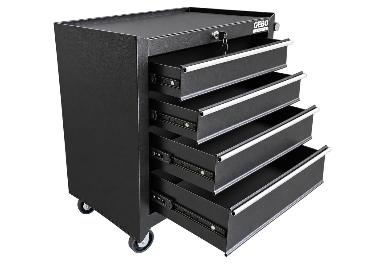 Armadio metallico senza attrezzi con 5 cassetti , carrello portautensili, cassetta portattrezzi mobile,nero, Gebo Tools